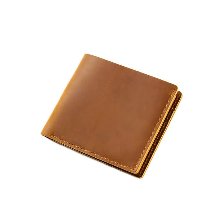 محفظة مميزة من الجلد Crazy-Horse قابلة للطي . Crazy-Horse Leather Foldable Wallet Cowhide Leather