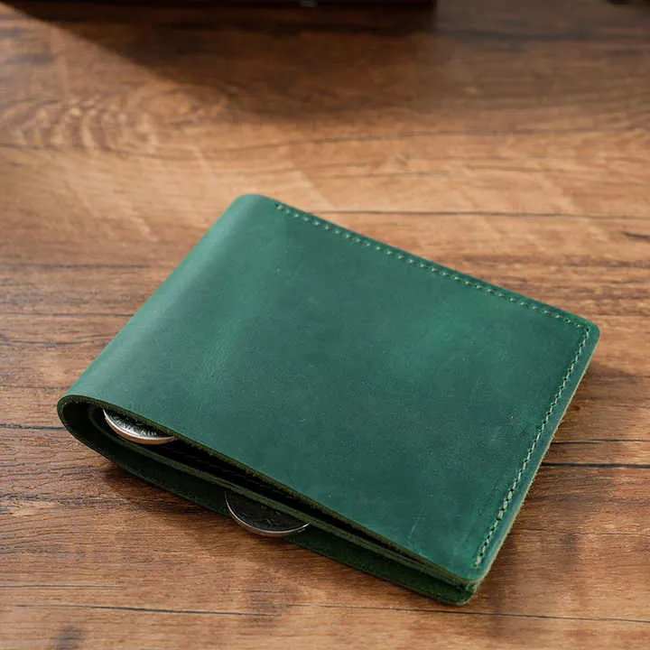 محفظة مميزة من الجلد Crazy-Horse قابلة للطي . Crazy-Horse Leather Foldable Wallet Cowhide Leather