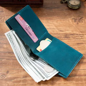 محفظة مميزة من الجلد Crazy-Horse قابلة للطي . Crazy-Horse Leather Foldable Wallet Cowhide Leather