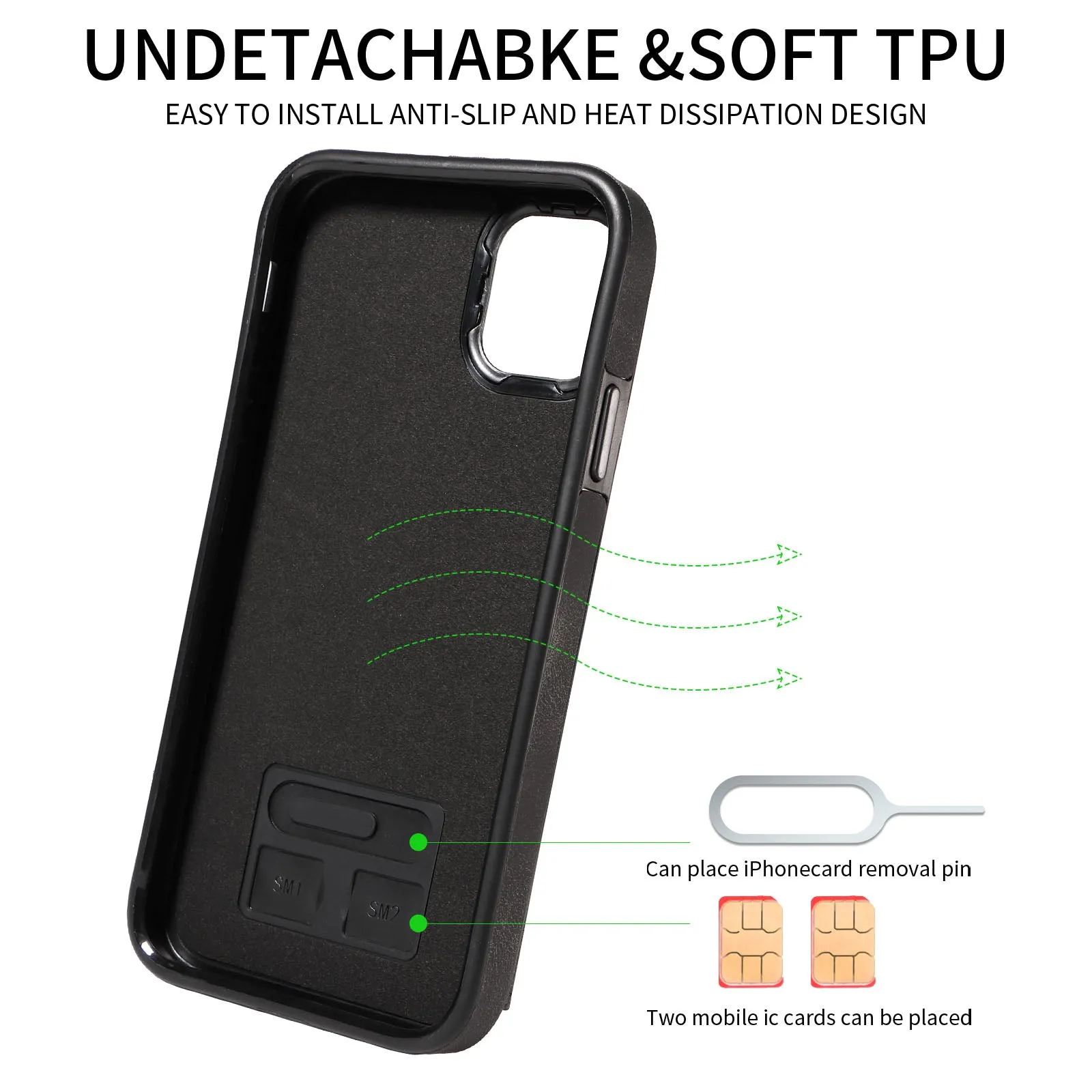 001 For iPhone 11 PU Leather TPU Card Holder Cover Ring Kickstand Shockproof Phone Case