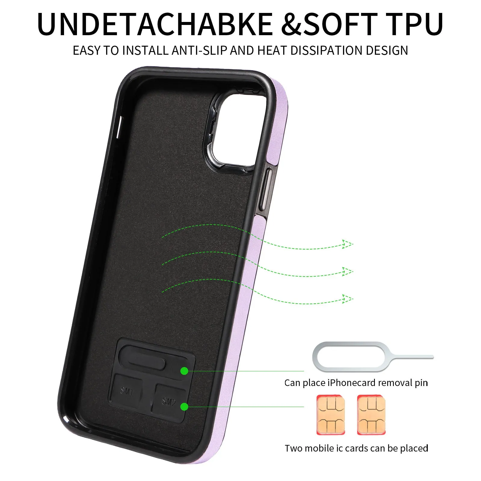 001 For iPhone 11 PU Leather TPU Card Holder Cover Ring Kickstand Shockproof Phone Case