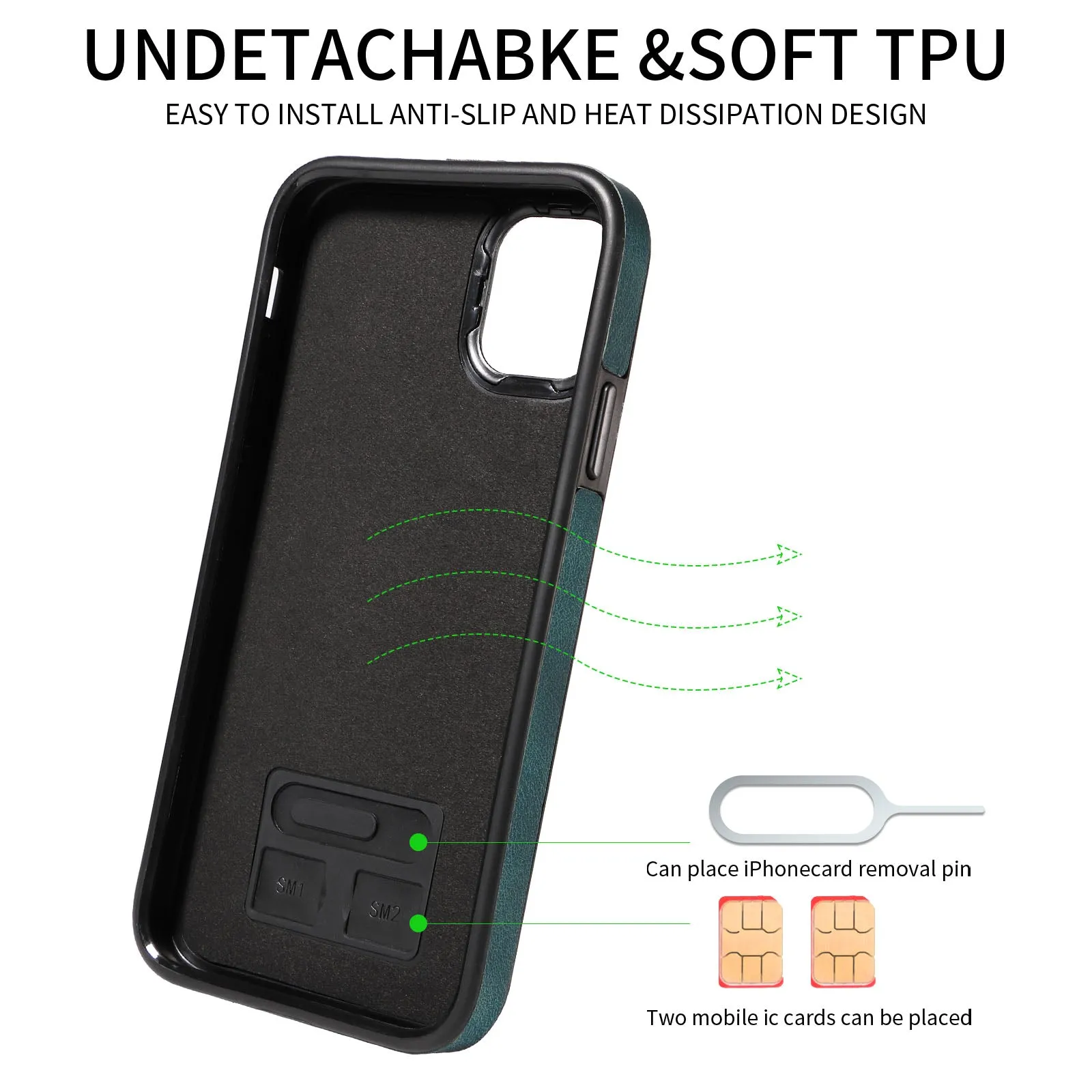 001 For iPhone 11 PU Leather TPU Card Holder Cover Ring Kickstand Shockproof Phone Case