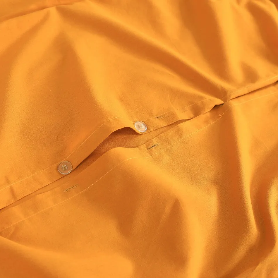 100% Egyptian Cotton Vintage Washed Quilt Cover Set I Super King I Mustard