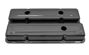 1958-86 CHEVY SMALL BLOCK 283-305-327-350-400 OEM STYLE SHORT VALVE COVERS - BLACK CHROME