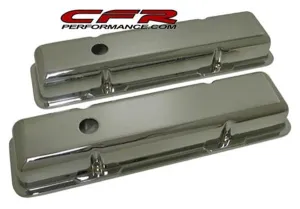 1958-86 CHEVY SMALL BLOCK 283-305-327-350-400 SHORT CHROME ALUMINUM VALVE COVERS - SMOOTH