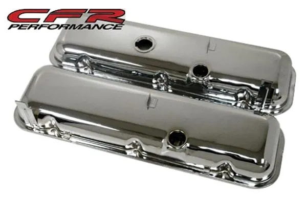 1965-72 CHEVY BIG BLOCK 396-427-454 SHORT OEM STYLE STEEL VALVE COVERS W- DRIPPER RAILS - CHROME
