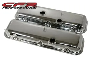 1965-72 CHEVY BIG BLOCK 396-427-454 SHORT OEM STYLE STEEL VALVE COVERS W- DRIPPER RAILS - CHROME