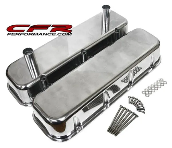 1965-95 CHEVY BIG BLOCK 396-427-454-502 TALL POLISHED ALUMINUM RACING VALVE COVERS - SMOOTH