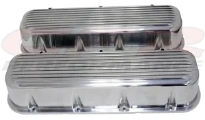 1965-95 CHEVY BIG BLOCK 396-427-454-502 TALL POLISHED ALUMINUM VALVE COVERS - FINNED, HOLELESS
