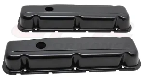 1968-81 BUICK SMALL BLOCK 350 SHORT STEEL VALVE COVERS - BLACK
