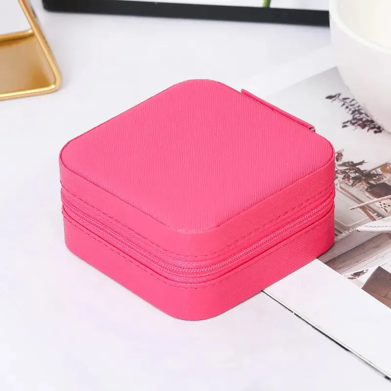 1pcs Mini Jewelry Organizer Display Travel Jewelry Zipper Case Boxes Earrings Necklace Ring Portable Jewelry Box Leather Storage