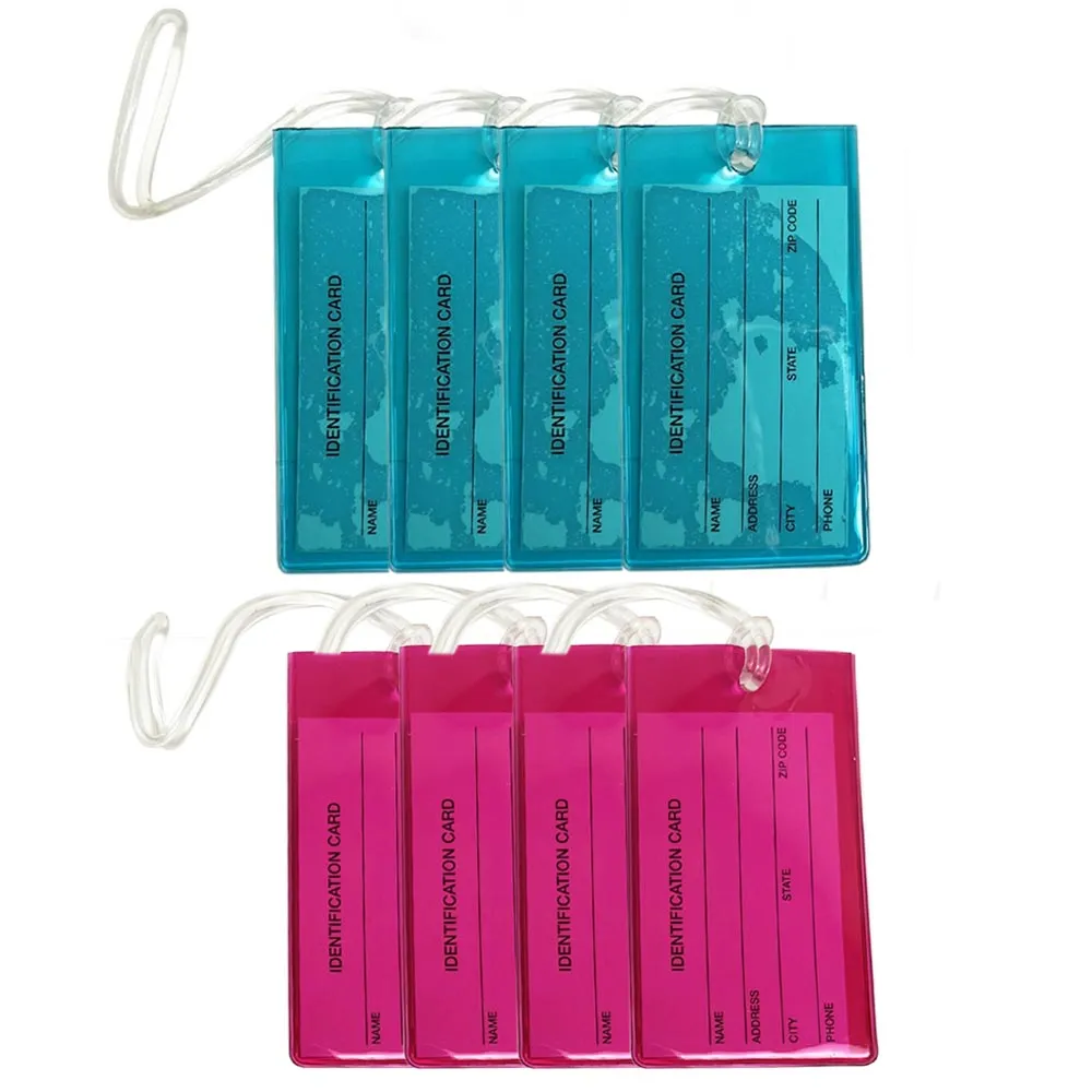 8 Pc Travel Luggage Tags Set Baggage Suitcase Bags Name Address ID Labels Strap