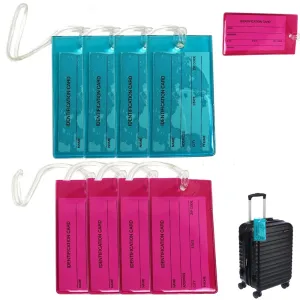 8 Pc Travel Luggage Tags Set Baggage Suitcase Bags Name Address ID Labels Strap
