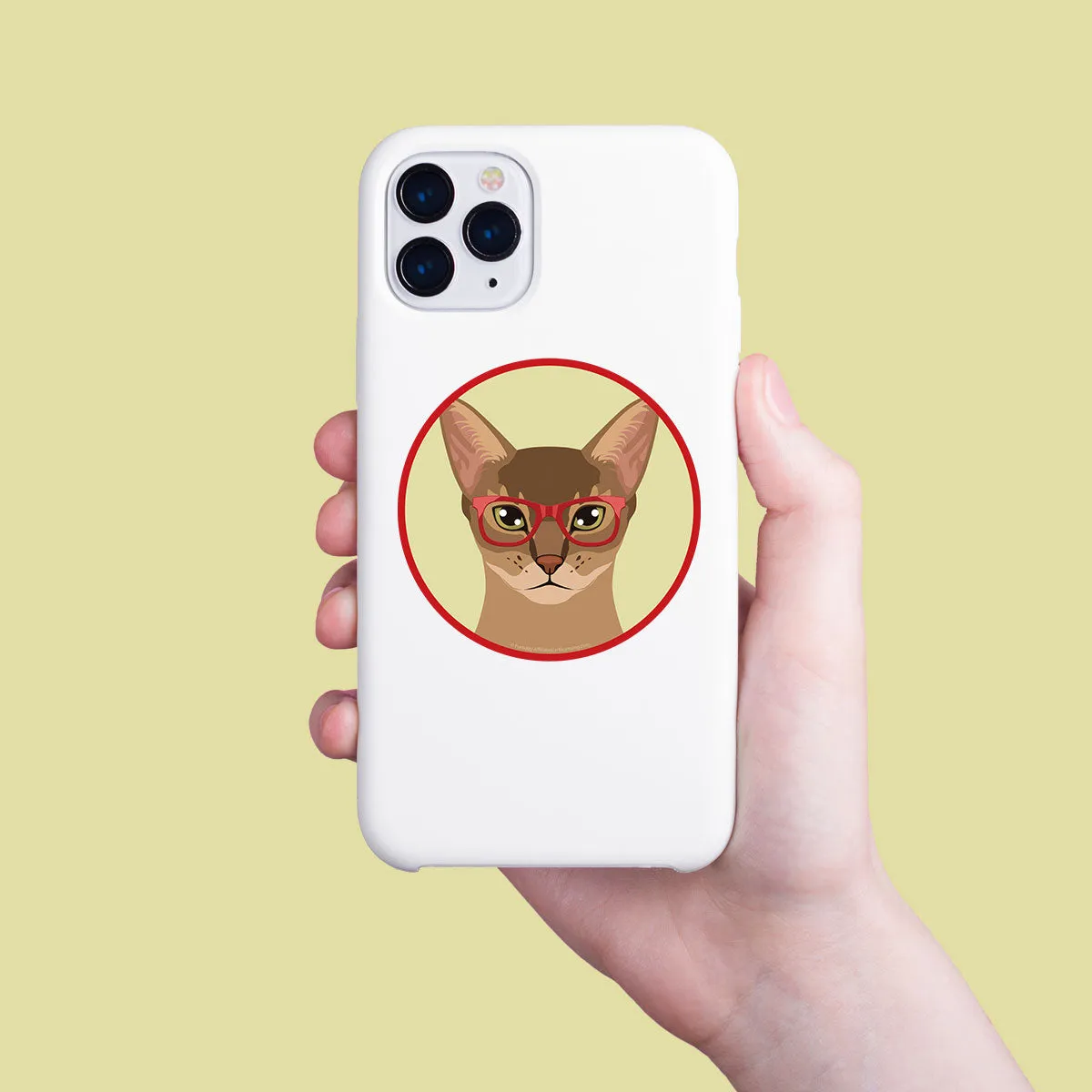 Abyssinian Cat Wearing Hipster Glasses Mini Vinyl Sticker