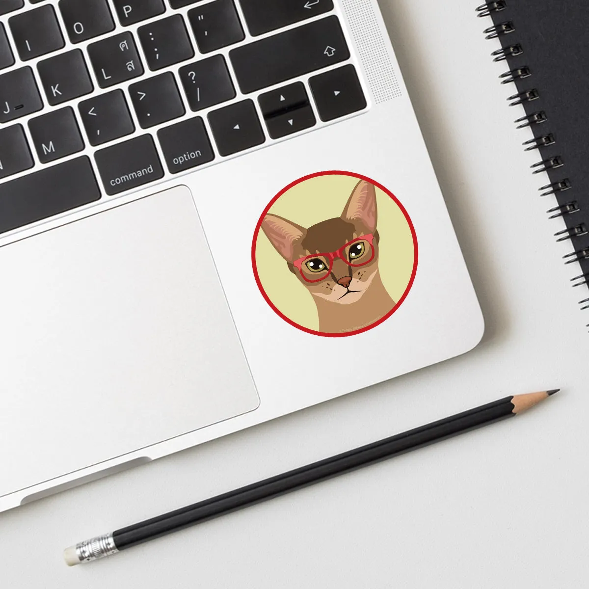 Abyssinian Cat Wearing Hipster Glasses Mini Vinyl Sticker