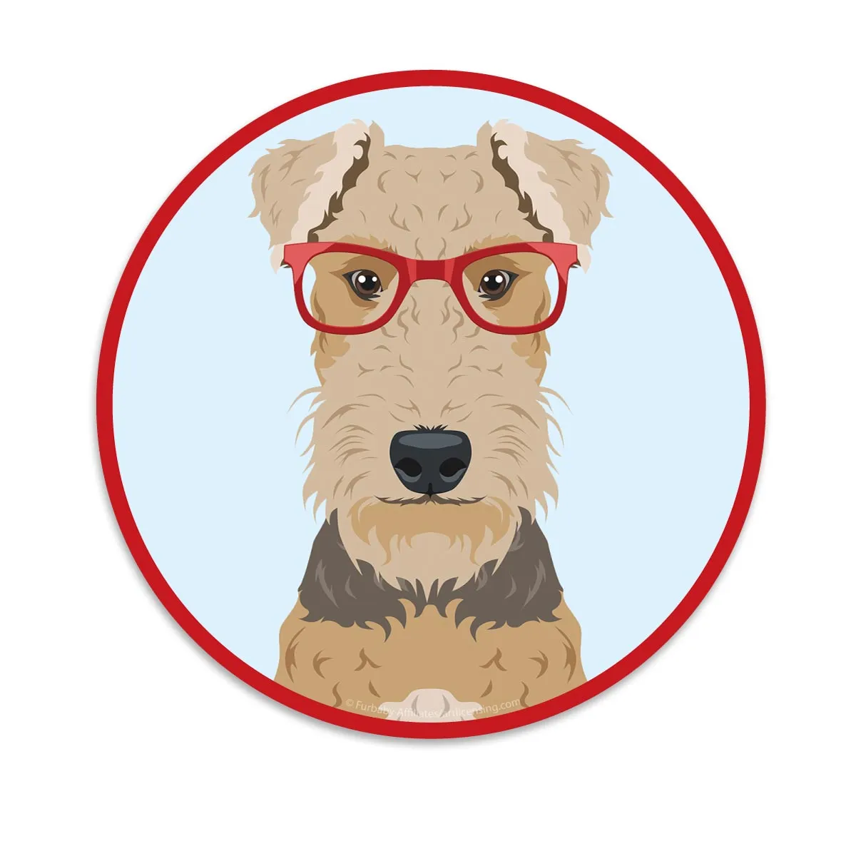 Airedale Terrier Dog Wearing Hipster Glasses Mini Vinyl Sticker