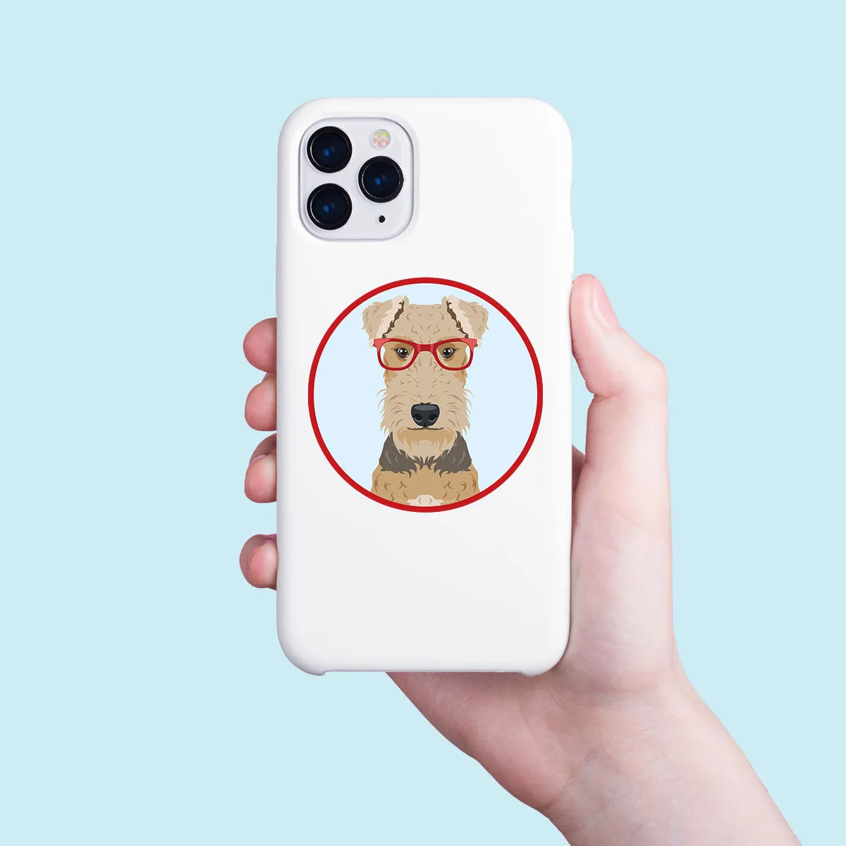 Airedale Terrier Dog Wearing Hipster Glasses Mini Vinyl Sticker