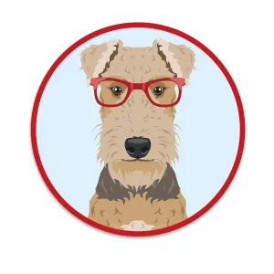 Airedale Terrier Dog Wearing Hipster Glasses Mini Vinyl Sticker