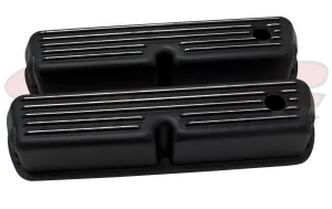 ALUMINUM 1962-85 FORD SB 289-302-351W 5.0 TALL VALVE COVERS POLISHED FINNED - BLACK