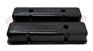 ALUMINUM STAMPED OE STYLE TALL VALVE COVERS CHEVY SB 283-400 - ANODIZED BLACK