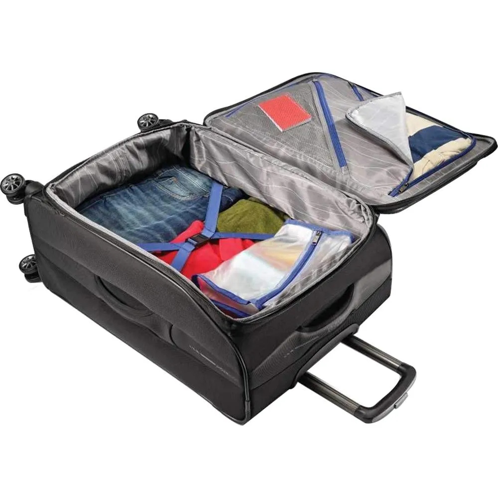 American Tourister 25" Zoom Spinner Expandable Luggage Black Pillow & Headphones