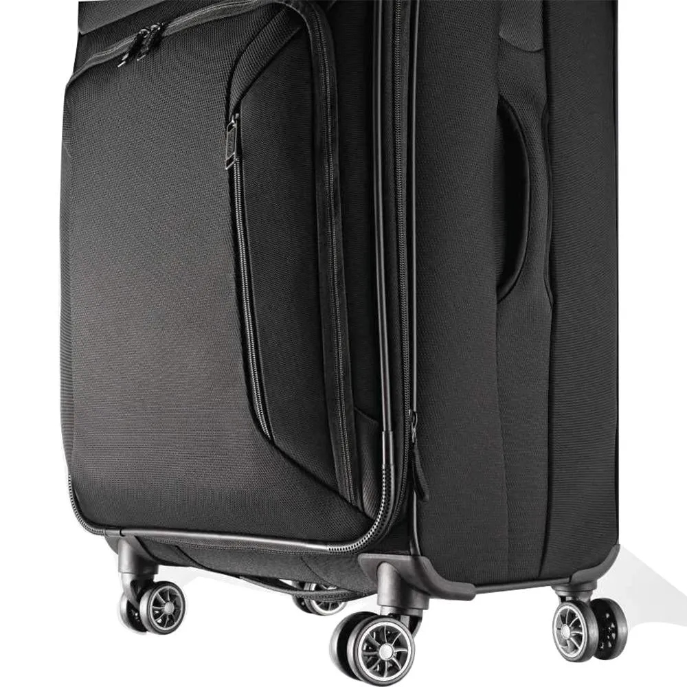 American Tourister 25" Zoom Spinner Expandable Luggage Black Pillow & Headphones