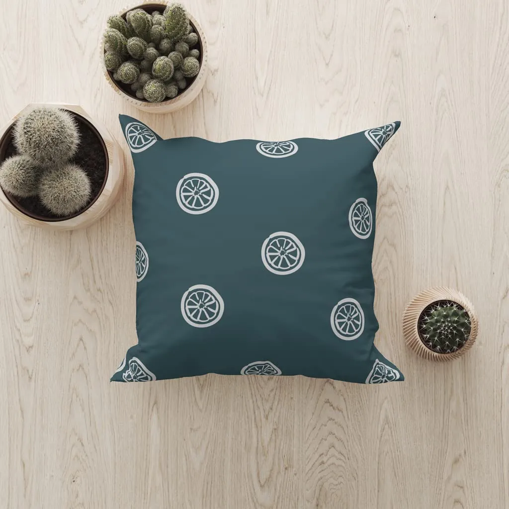 Astitva Cotton Square Cushion Cover Lemon Printed Throw Pillowcases with Zipper for Sofa Couch Bed Living Room 2 Pcs (18x18 in, Green)