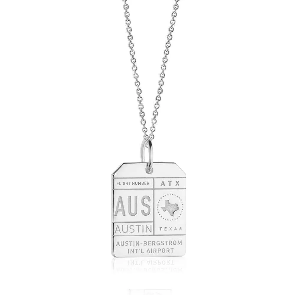 Austin Texas USA AUS Luggage Tag Charm Silver