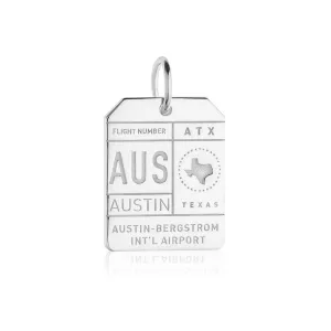 Austin Texas USA AUS Luggage Tag Charm Silver
