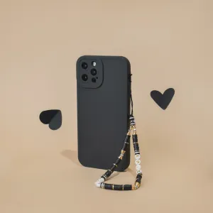 Beaded Phone Strap - Black & Gold Love