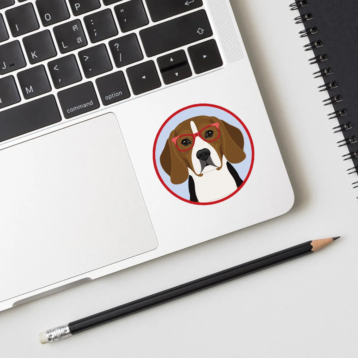 Beagle Dog Wearing Hipster Glasses Mini Vinyl Sticker