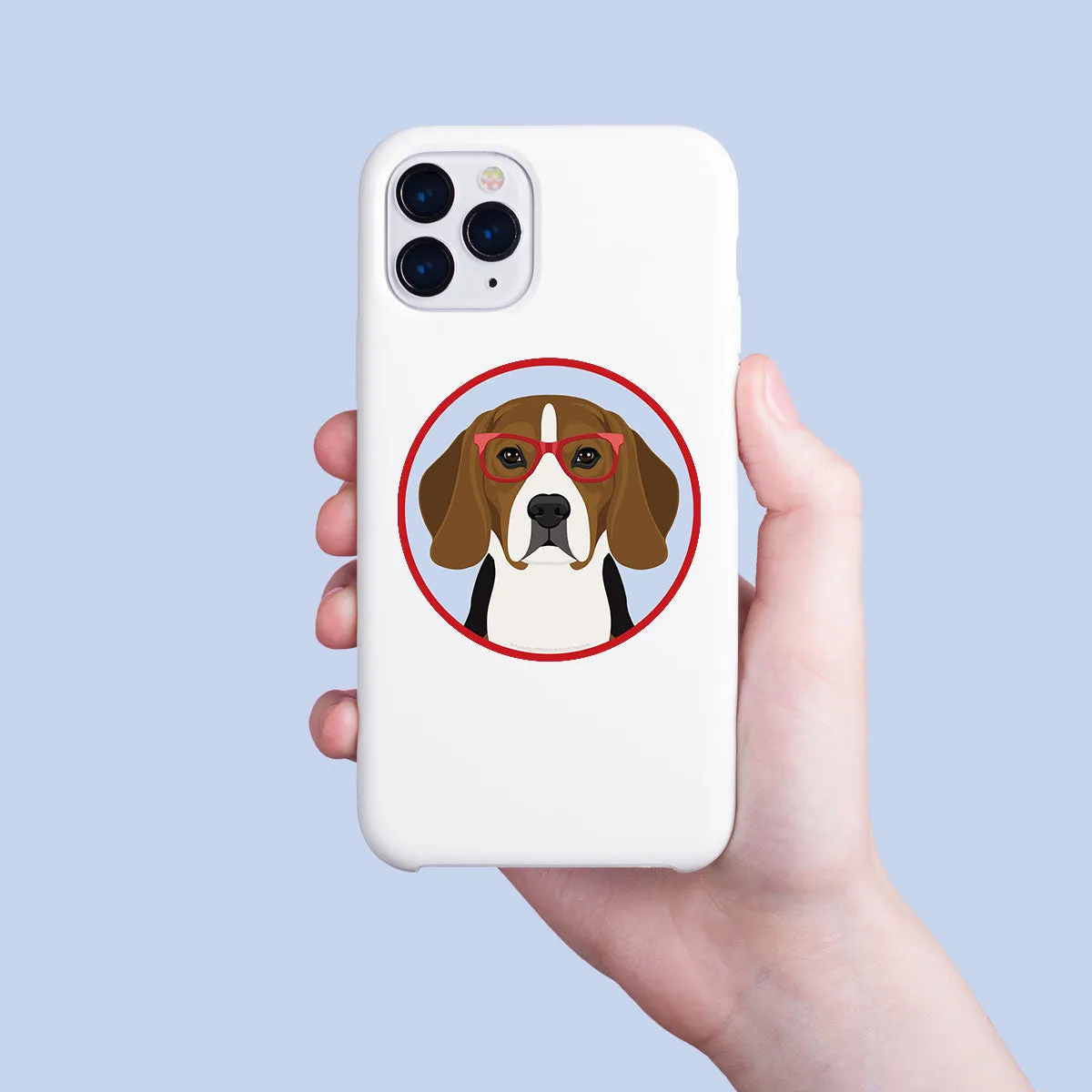 Beagle Dog Wearing Hipster Glasses Mini Vinyl Sticker