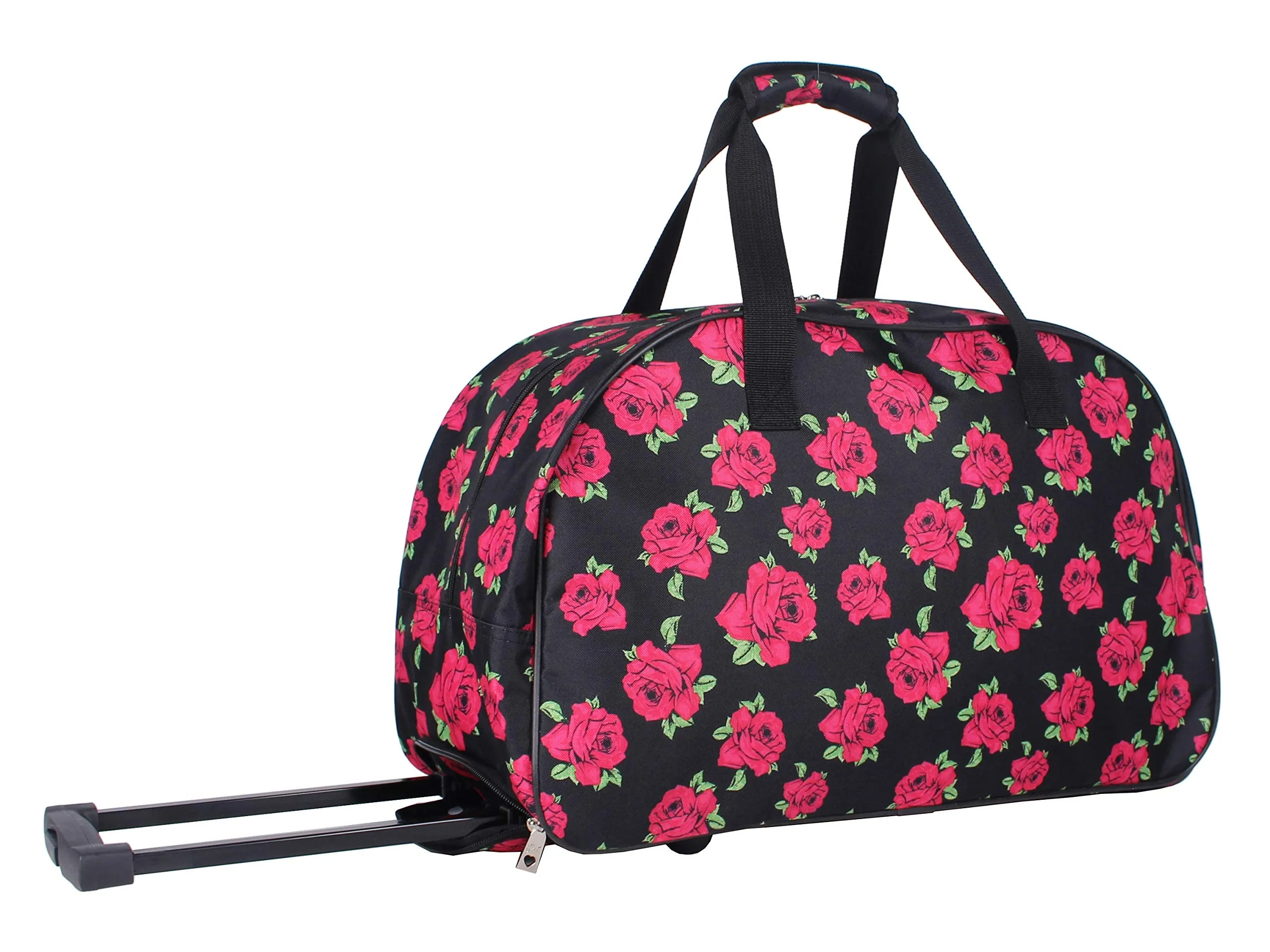 Betsey Johnson Luggage Designer Pattern Suitcase Wheeled Duffel Carry On Bag (Paris Love) (One Size, Covered Roses)