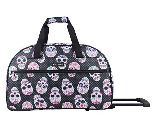Betsey Johnson Luggage Designer Pattern Suitcase Wheeled Duffel Carry On Bag (Paris Love) (One