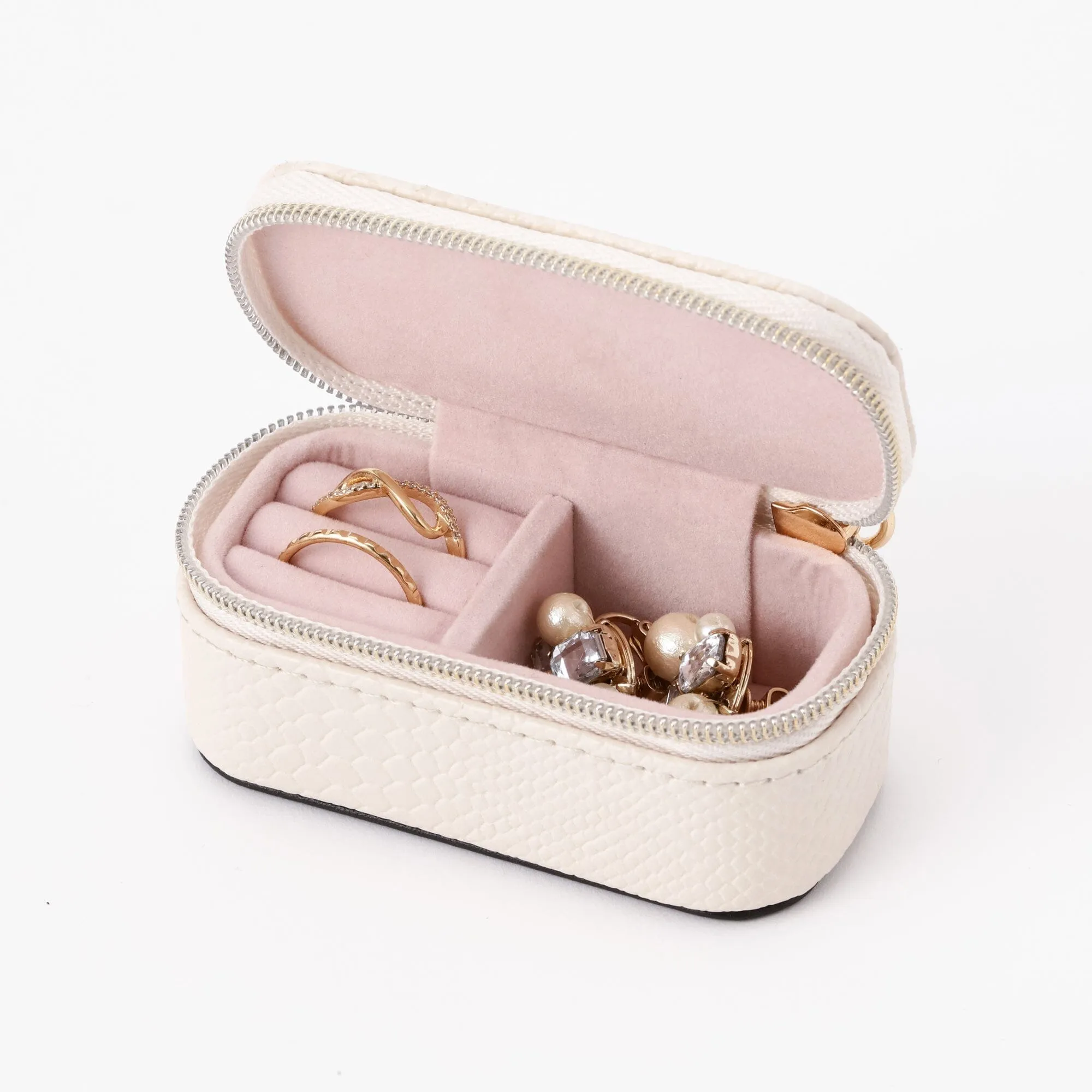 Bicolor Mini Travel Jewelry Box  Ivory