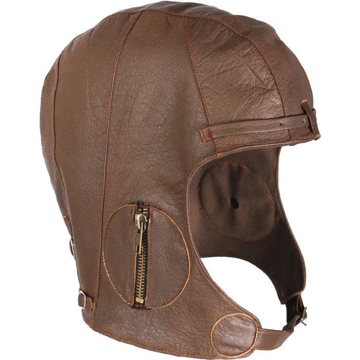 Brown - WWII Style Leather Pilots Helmet