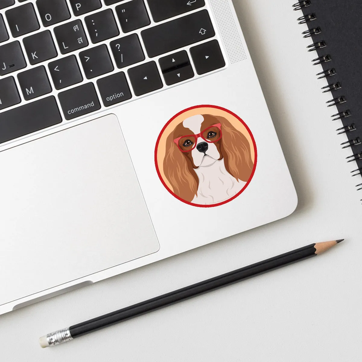 Cavalier King Charles Spaniel Dog Wearing Hipster Glasses Mini Vinyl Sticker
