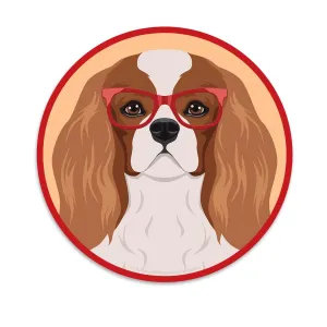 Cavalier King Charles Spaniel Dog Wearing Hipster Glasses Mini Vinyl Sticker