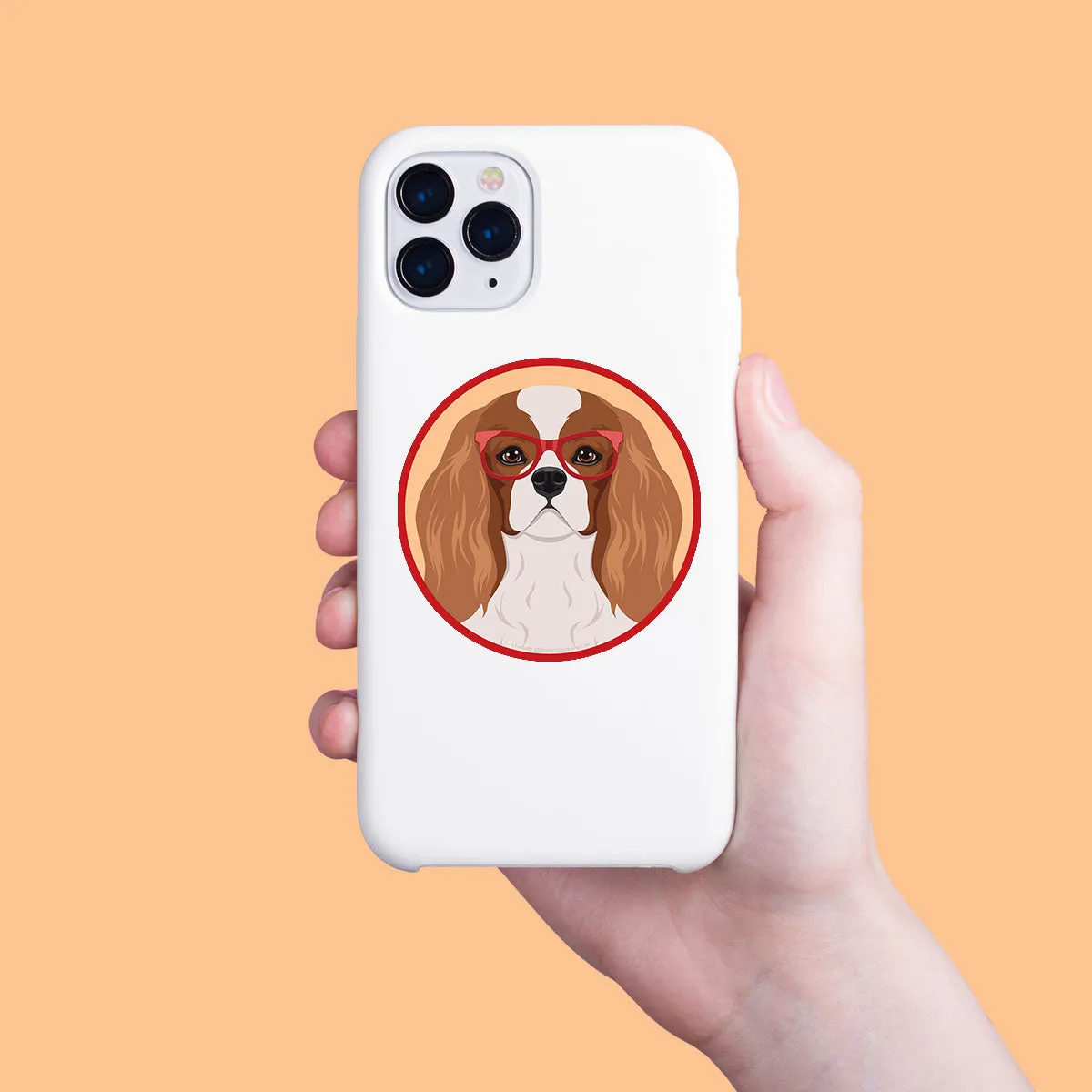 Cavalier King Charles Spaniel Dog Wearing Hipster Glasses Mini Vinyl Sticker