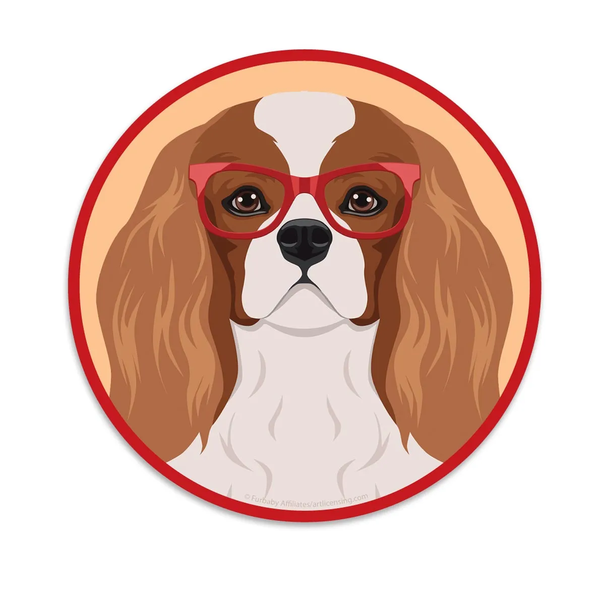 Cavalier King Charles Spaniel Dog Wearing Hipster Glasses Mini Vinyl Sticker