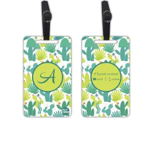 Custom Monogrammed Luggage Tags for Travel Set of 2 - Cactus
