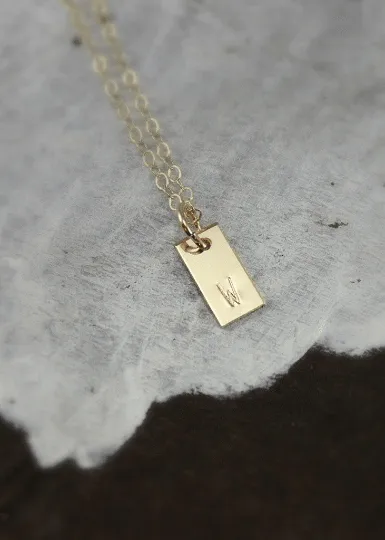Dainty Gold Initial Tag Necklace