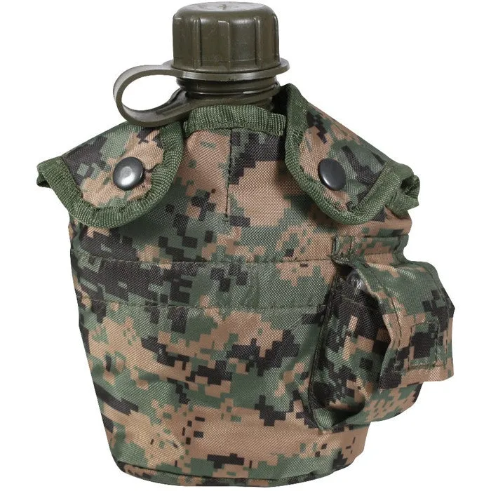 Digital Woodland Camouflage - Military Style 1 Quart Canteen Cover