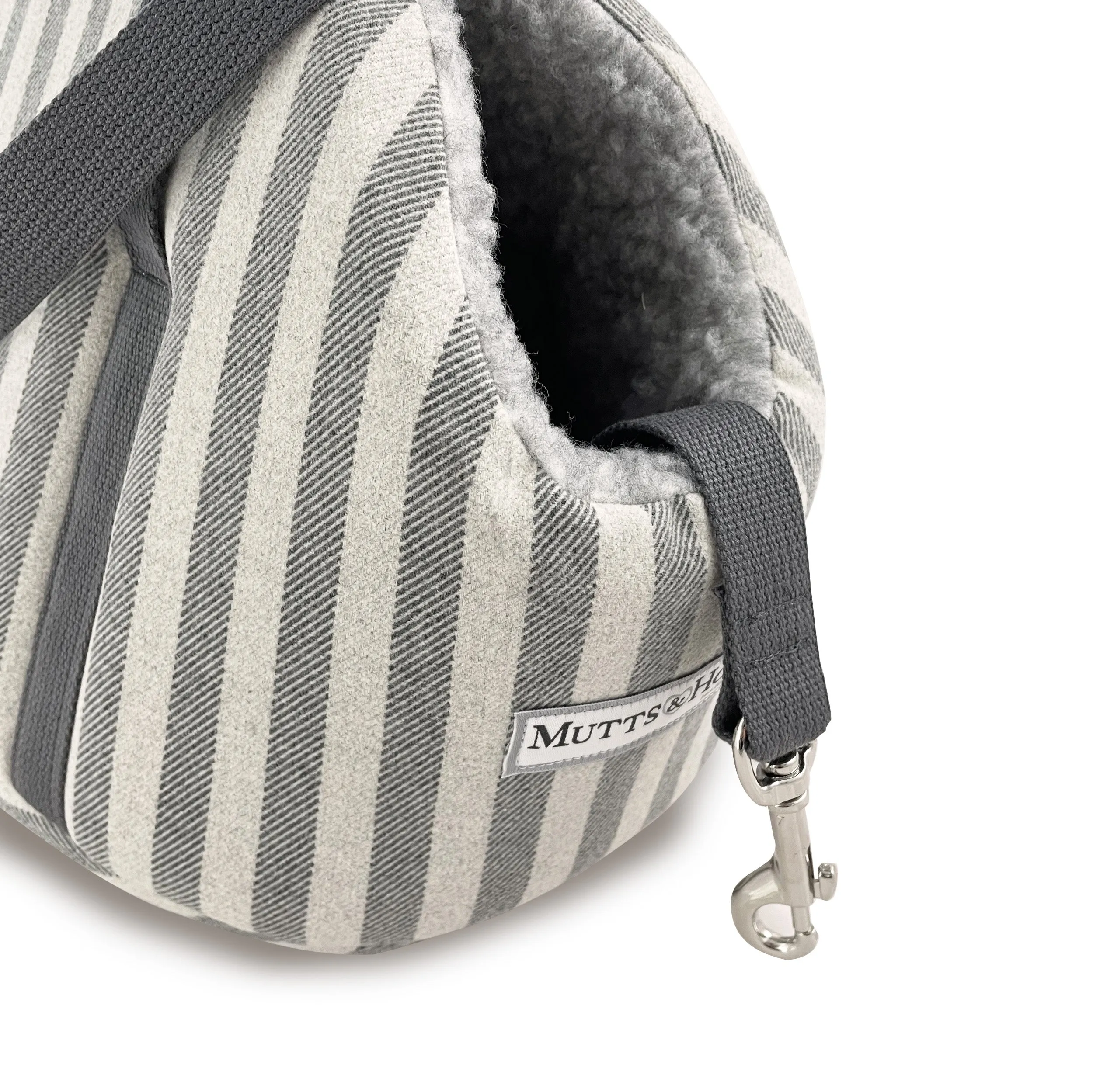 Dog and Puppy Carrier in Grey Flint Stripe by Mutts & Hounds