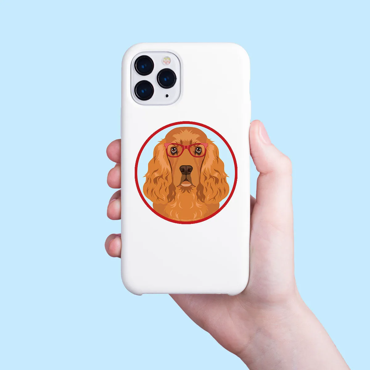 English Cocker Spaniel Dog Wearing Hipster Glasses Mini Vinyl Sticker