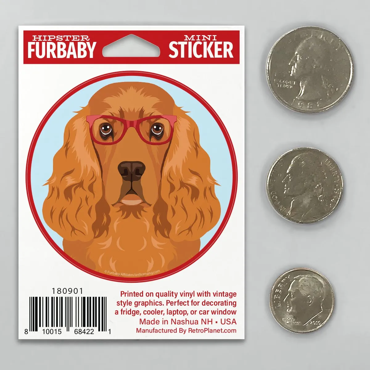English Cocker Spaniel Dog Wearing Hipster Glasses Mini Vinyl Sticker
