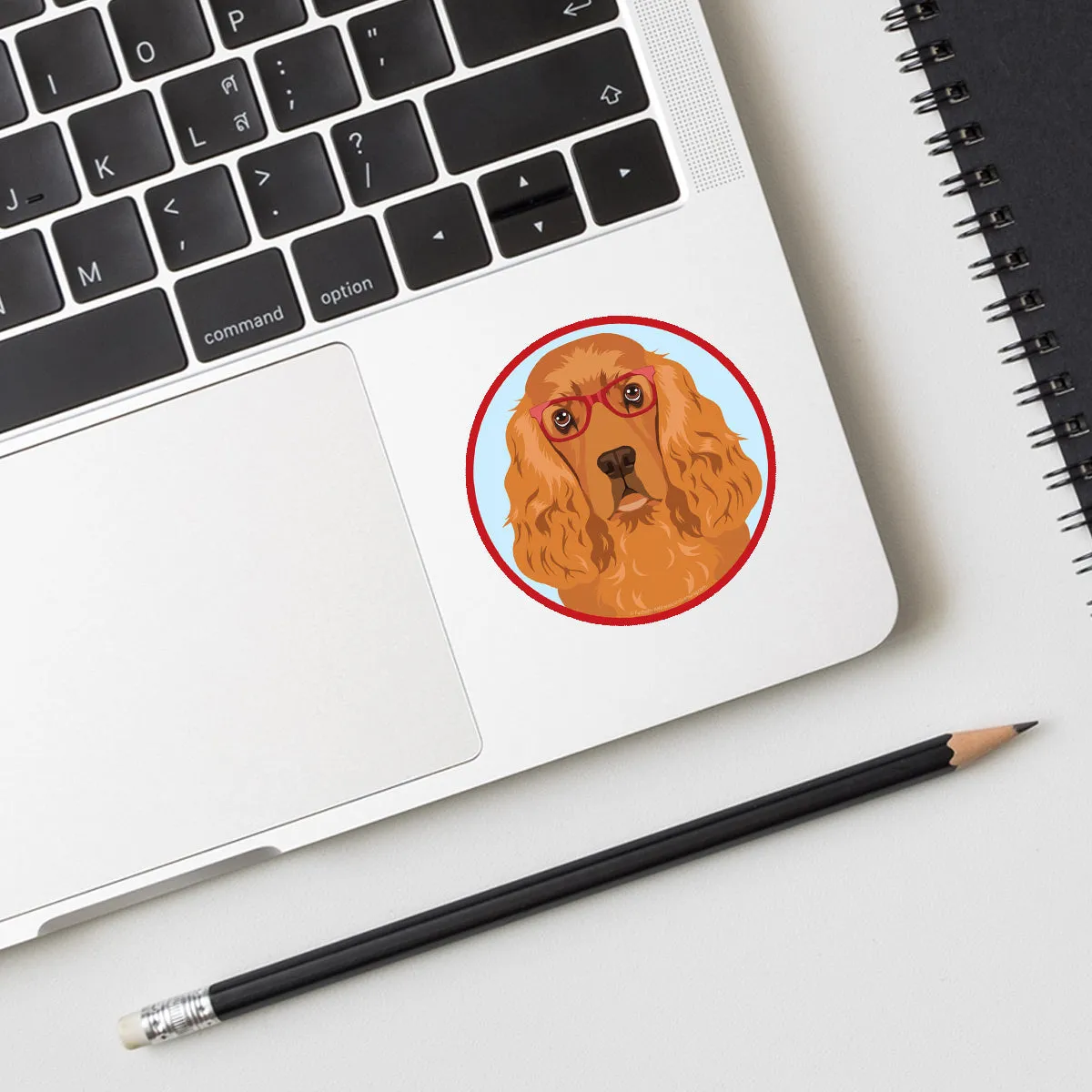 English Cocker Spaniel Dog Wearing Hipster Glasses Mini Vinyl Sticker