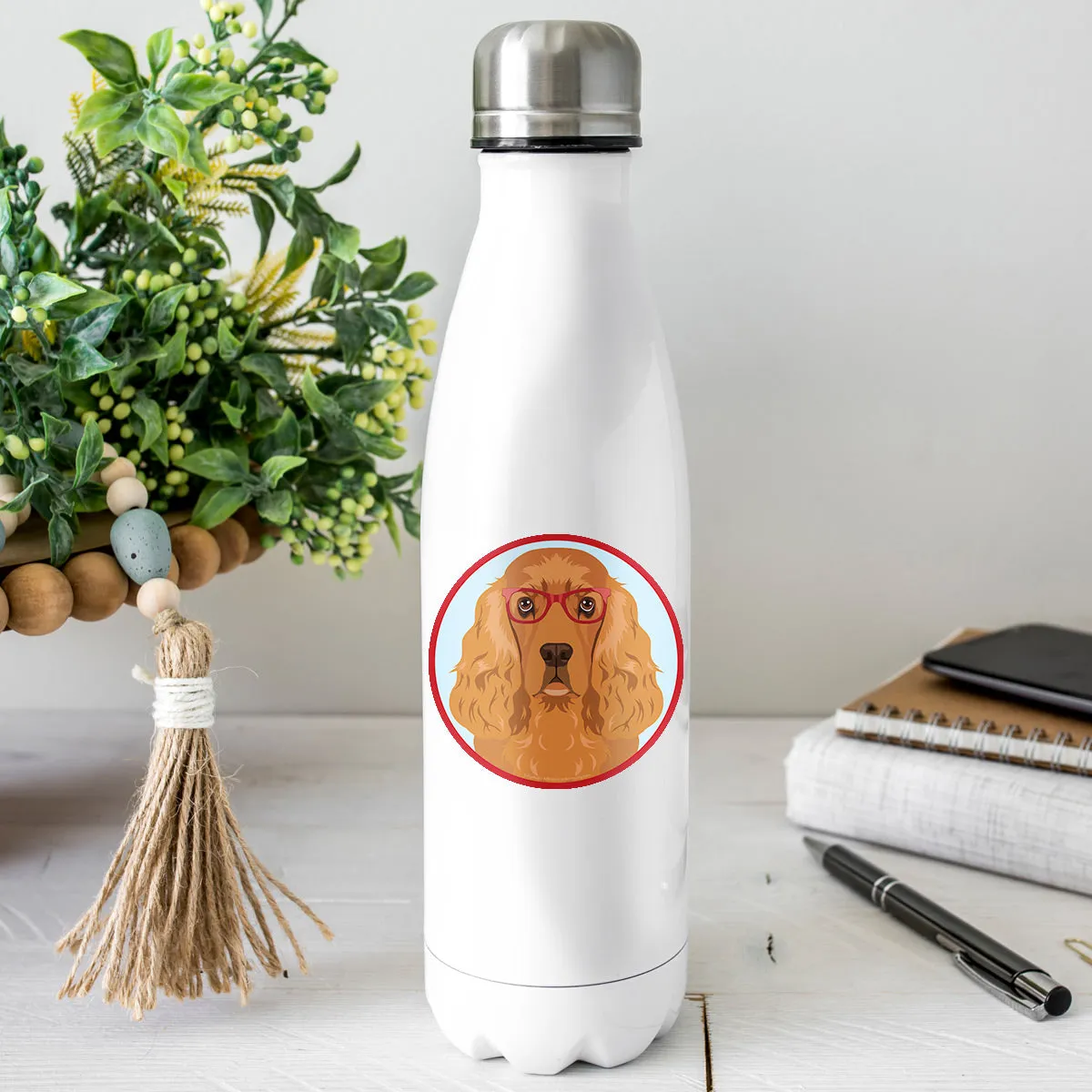 English Cocker Spaniel Dog Wearing Hipster Glasses Mini Vinyl Sticker