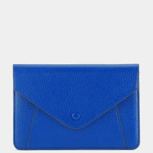 Envelope Passport Holder in Electric Blue Capra