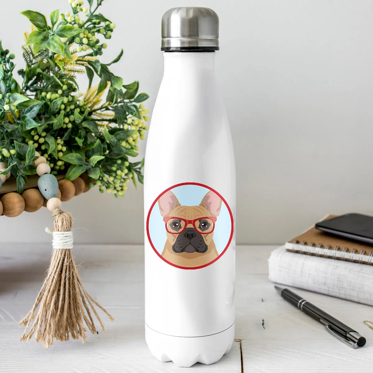 French Bulldog Dog Wearing Hipster Glasses Mini Vinyl Sticker